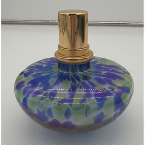 La-Tee-Da Effusion Lg. Conical Lamp Blue Green Iridescent Glass Crown Gold